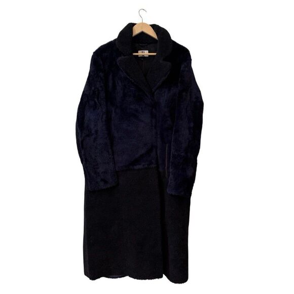 Topshop Unique Label Women's Shearling Sheep Skin Coat M/L Patchwork Real Fur - Picture 1 of 16